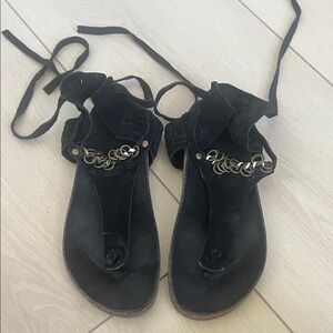 Free People Black Sandals with Chain Details